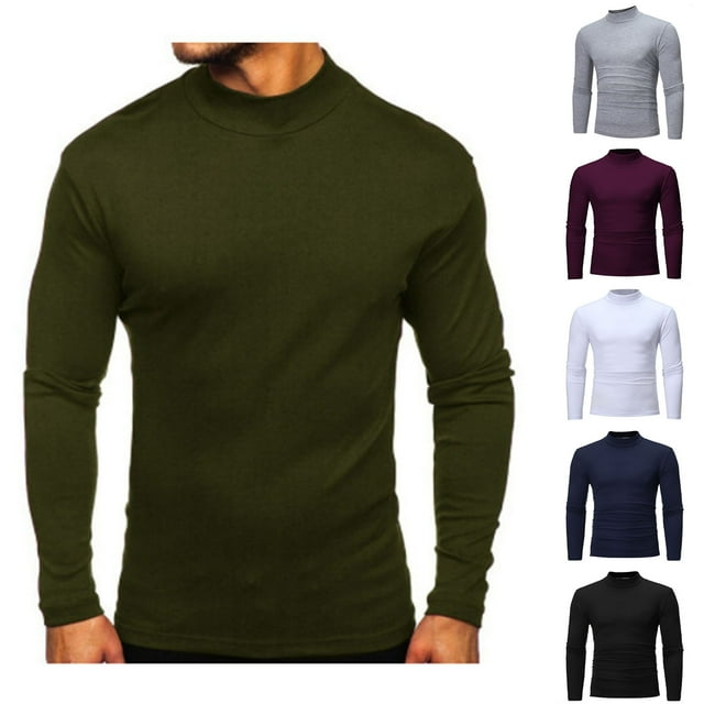 QIPOPIQ Chandail à Col Montant Demi pour Hommes à Manches Longues, Chandail de Base Conçu, sous-Vêtement Extensible Ajusté, Chandails en Liquidation