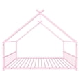 thumbnail image 5 of Pink Flat Bed House Shape with Side Guardrails Twin Children's Iron Bed, 5 of 12