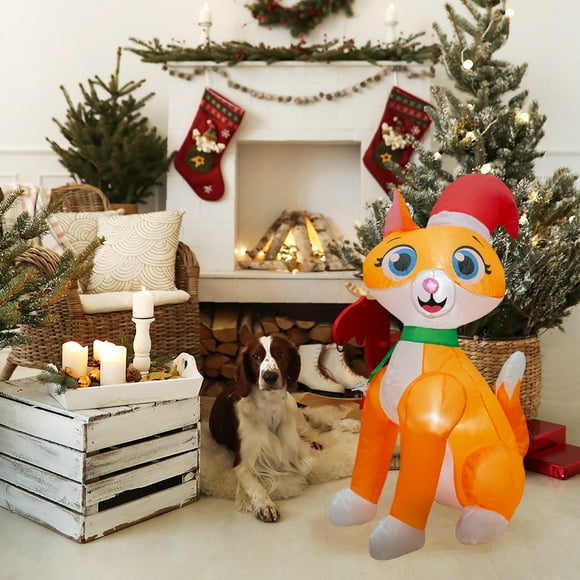 Inflable Navideño IMAR Gatita con Gorrito 1.05 M