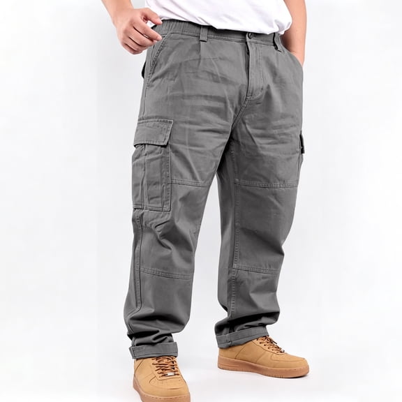 Big & Tall Straight Stretch Cargo Pants Four Utility Pockets Daily Work Pants S-XXL