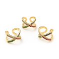 thumbnail image 2 of Cubic Zirconia Criss Open Cuff Ring Real 18K Gold Plated Brass Jewelry for Women Colorful US Size 7 1/2(17.7mm), 2 of 4
