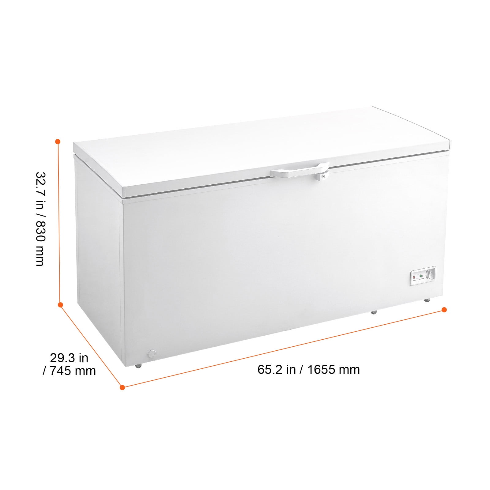 KFFKFF 17 Cu.ft Freestanding Chest Freezer, Large Capacity Deep Freezer with 4 Removable Baskets, Lockable Lid, Adjustable Temperature Range -18.4℉ to 50℉, LED Light, and 6 Wheels