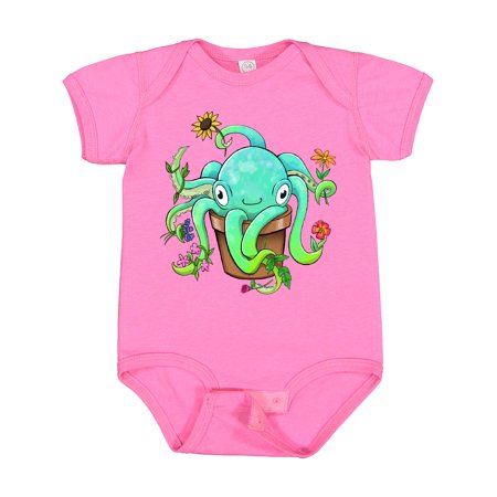 

Inktastic Octopus As Potted Plant Gift Baby Boy or Baby Girl Bodysuit