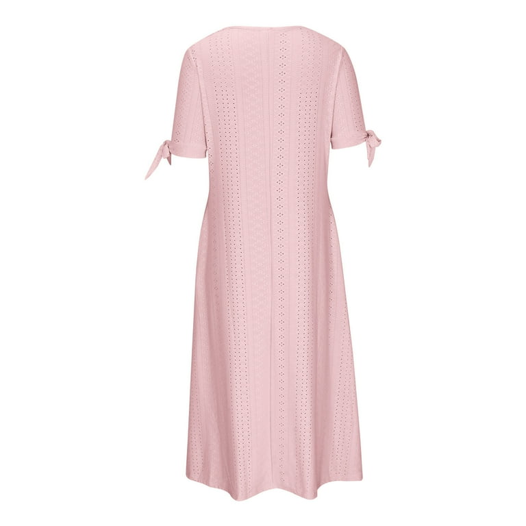 open lace back dress Floral Smocked Short Sleeve Midi Dress in Pink Large main image 1