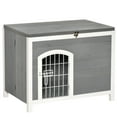 thumbnail image 2 of Pawhut Foldable Raised Wooden Dog House with Lockable Door, Openable Roof, Gray, 2 of 9