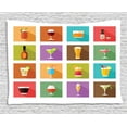 thumbnail image 1 of Alcohol Tapestry, Modern Graphic Composition of Alcoholic Beverages Hard Liquors in Square Tile Print, Wall Hanging for Bedroom Living Room Dorm Decor, 80W X 60L Inches, Multicolor, by Ambesonne, 1 of 2