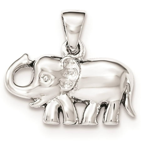 925 Sterling Silver Polished Elephant Flat-back Charm Pendant