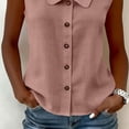 thumbnail image 6 of Dressy Collared Linen Tank Tops for Women Summer Loose Button Down Sleeveless Blouses Business Casual Shirts, 6 of 7
