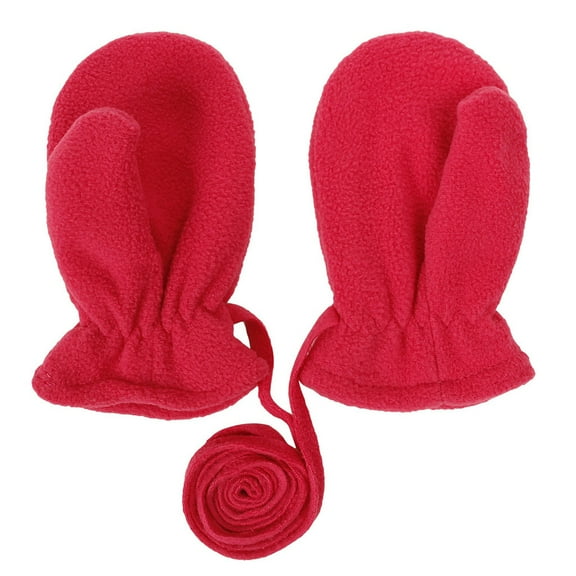 Plush Polar Fleece Gloves with String Kids Toddlers Glove Snow Warm Mittens Full FInger Winter Gloves for Toddler