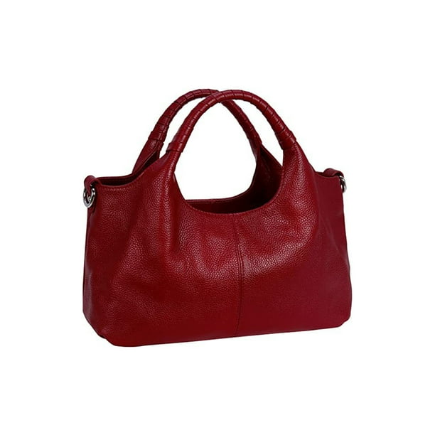 LUXUR Ladies Genuine Leather Top Handle Handbag Women Classic Satchel