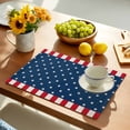 thumbnail image 2 of Independence Day American Flag Placemats Set of 6, White Star Red Stripes Placemats for Dining Table, Place Mats for Kitchen Tabletop, Waterproof Wipeable Dining Table Mats Set, 2 of 9