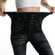 thumbnail image 4 of Leggings elásticos de cintura alta con estampado de rayas imitación denim para mujer - Pantalones térmicos de poliéster para senderismo y yoga, 4 of 7