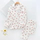 thumbnail image 4 of Conjunto de pijamas con estampado de corazón para mujer, ropa de casa de algodón crepé, doble capa, gasa, cuello vuelto, pantalones de manga larga, Primavera, nuevo, 4 of 4