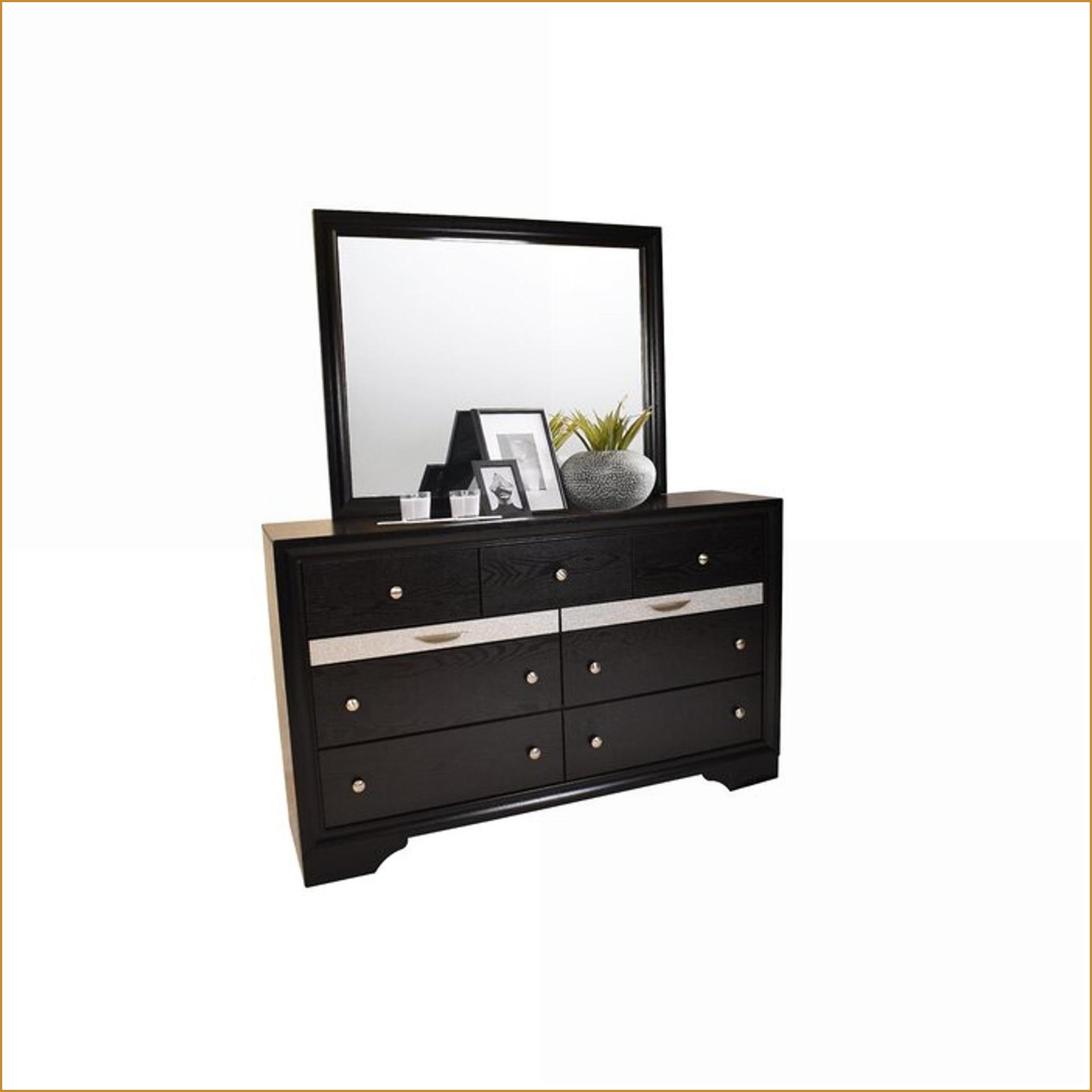 Bedroom Set for Master/Guest Room, Traditional Queen 4 PC Storage in Black Engineered Wood | Black | Wood