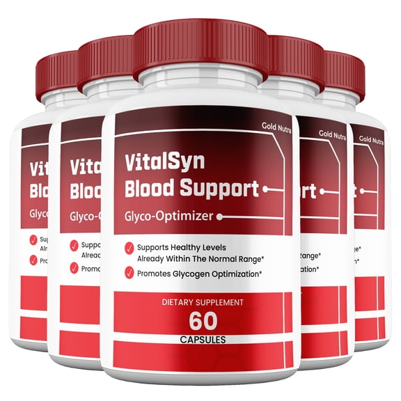 Vitalsyn Capsules, Vital Syn Pills Blood Supplement Maximum Strength All Natural Glycogen, 30 Day Supply per Bottle (5 Pack)