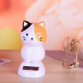thumbnail image 2 of Adorno de plástico con forma de gato para interior de coche con energía solar, columpio creativo Pointear negro blanco, 2 of 9