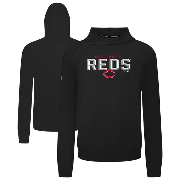 Men's Levelwear Black Cincinnati Reds Mandate Carve Tri-Blend Hoodie