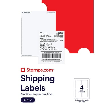 Shipping Label Sheets 4 x 5", 4 Labels per Sheet, Pack of 50