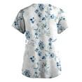 thumbnail image 2 of Women's Floral Print V-Neck Scrub Top with Pockets, Comfortable and Durable Uniform for Nurses, 2 of 3