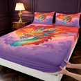 thumbnail image 4 of Manfei Traditional Eastern Dragon Animals Queen Sheets,Fantasy Cloud Queen Sheet Sets,Pink Purple,4-Piece,1 Flat Sheet,1 Fitted Sheet and 2 Pillowcases, 4 of 6