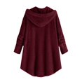 thumbnail image 3 of Baqcunre Women's Clothing, Womens Solid Color Long Sleeve Fleece Outerwear Button Hooded Warm Plush Long Coat with Pockets Valentines Day Gifts, 1Pc Top Red M, 3 of 3