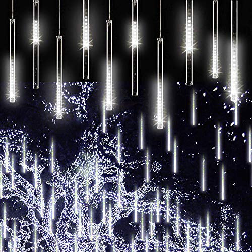 Led Falling Rain Fairy String Lights for Xmas Tree Weeding Holiday Party Patio Decoration JMEXSUSS Solar Meteor Shower Rain Lights 30cm 8 Tube 144 LEDs Purple Meteor Lights
