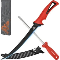 KastKing Intimidator Fillet Knife with Sharpening Steel, Ultra-Sharp G4116 German Stainless-Steel Blades, Non-Slip Handle, Protective Sheath, 9'' Fillet Knife and Honing Rod