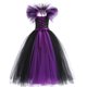 thumbnail image 1 of Disfraz de bruja maléfica de Disney para Halloween, disfraz de reina demonio para niños, vestido de lujo con cola para niñas, vestido glamoroso negro, ropa con tutú, 1 of 5