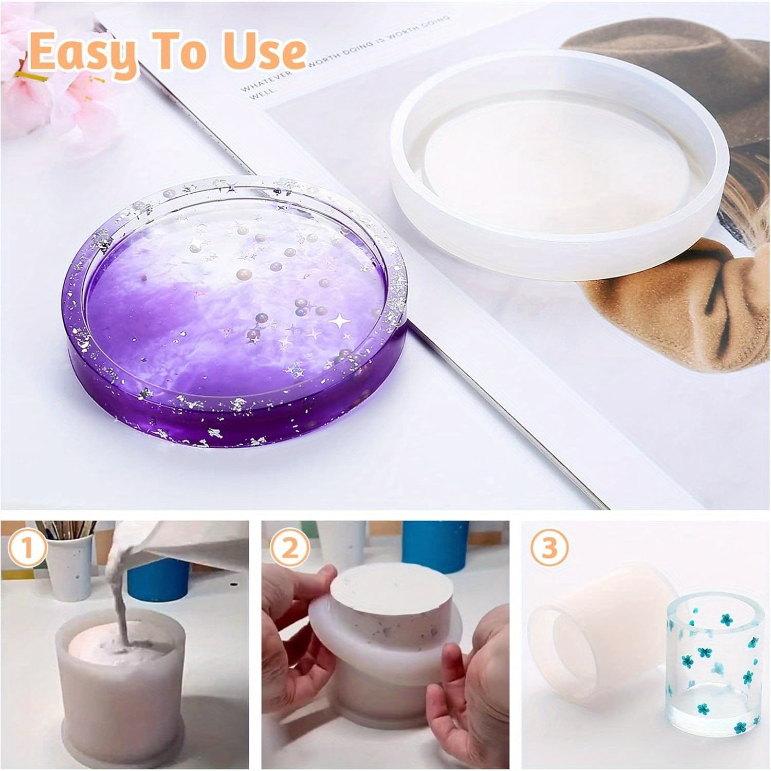 28Pcs Silicone Resin Molds Set, Multi-Shape Casting Molds for Epoxy Resin, Candles Making with Measuring Cup, Cube, Square, Round Molds - Silicone Molds for Home Decor