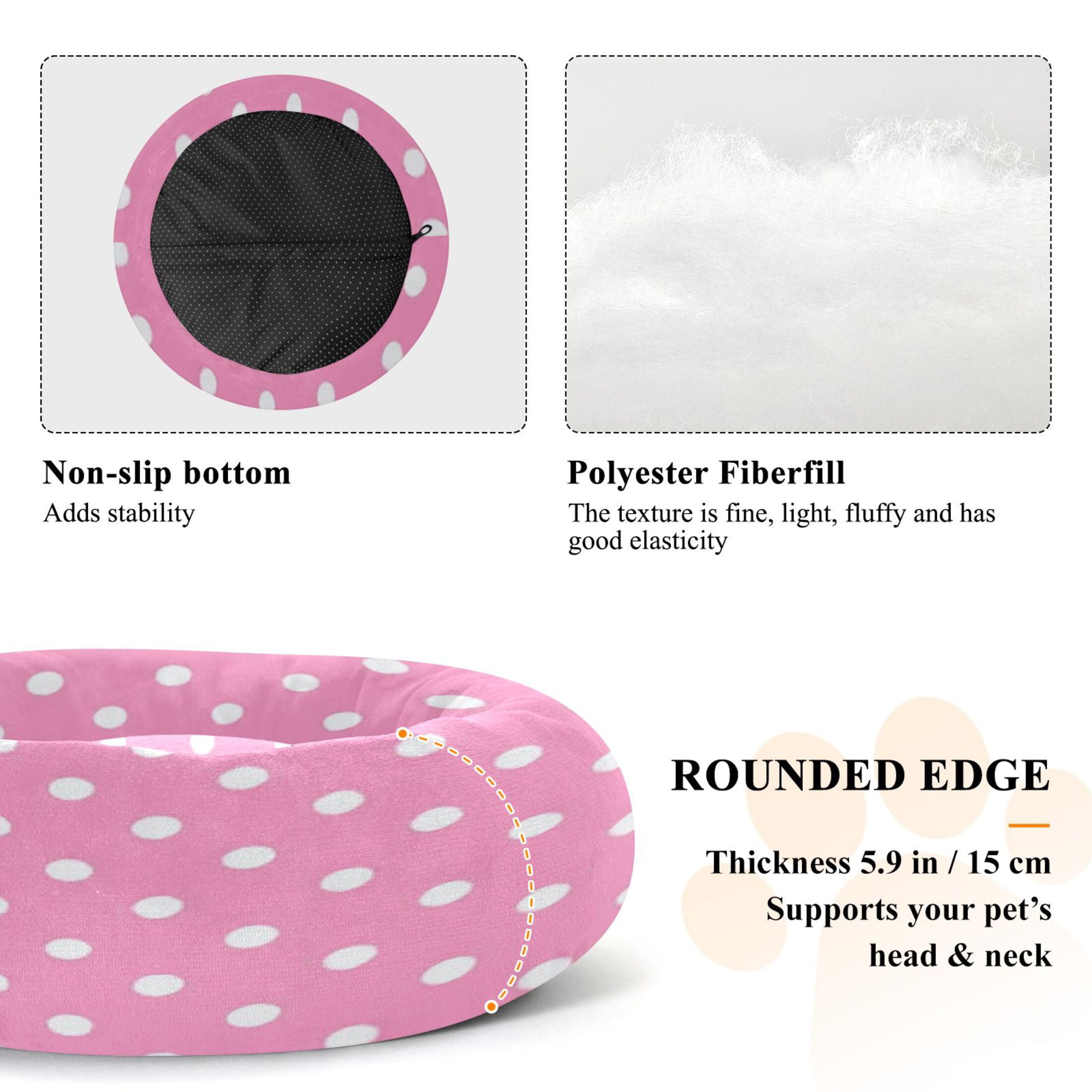 Iauyy Pet Couch Donut Cat Bed for Indoor Cats/Small Dogs Washable & Machine with Non-slip Bottom Calming Cat Furniture, Dot Fabric (M)