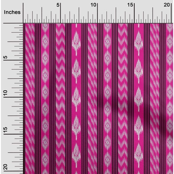 oneOone Organic Cotton Voile Fabric Stripe Ikat Printed Craft Fabric BTY 42 Inch Wide