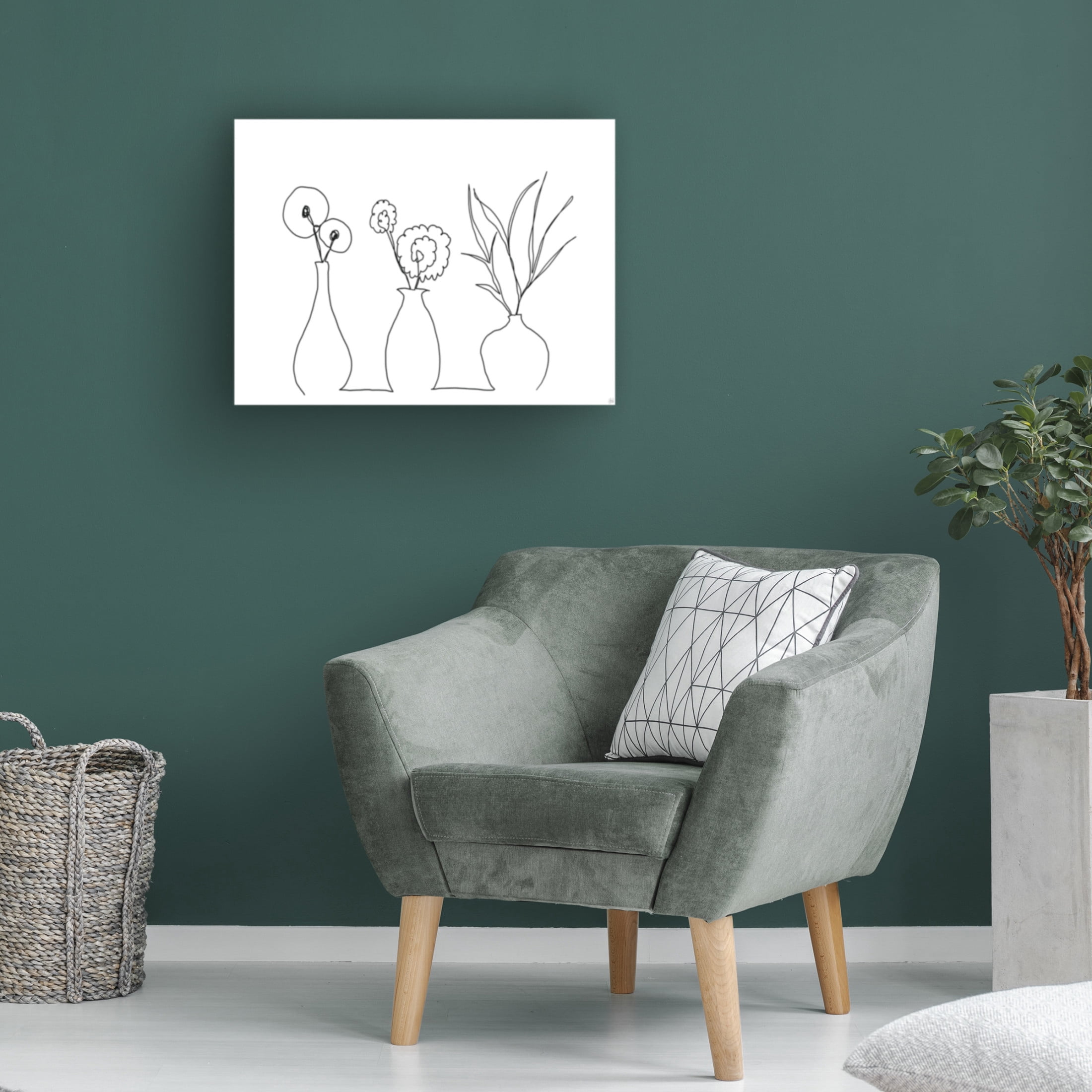Canvas Wall Art - Line and Brush 'Floral Set Still Life 4' Wall Art for Living Room, Bedroom, or Office Décor by Trademark Fine Art - 24 x 18 Inches