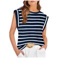 thumbnail image 2 of Royisotas Sleeveless Women's Tank Tops Summer Navy Casual Womens Camisoles Striped Loose Crew Neck Womens Cami Tops Plus Size, 2 of 5