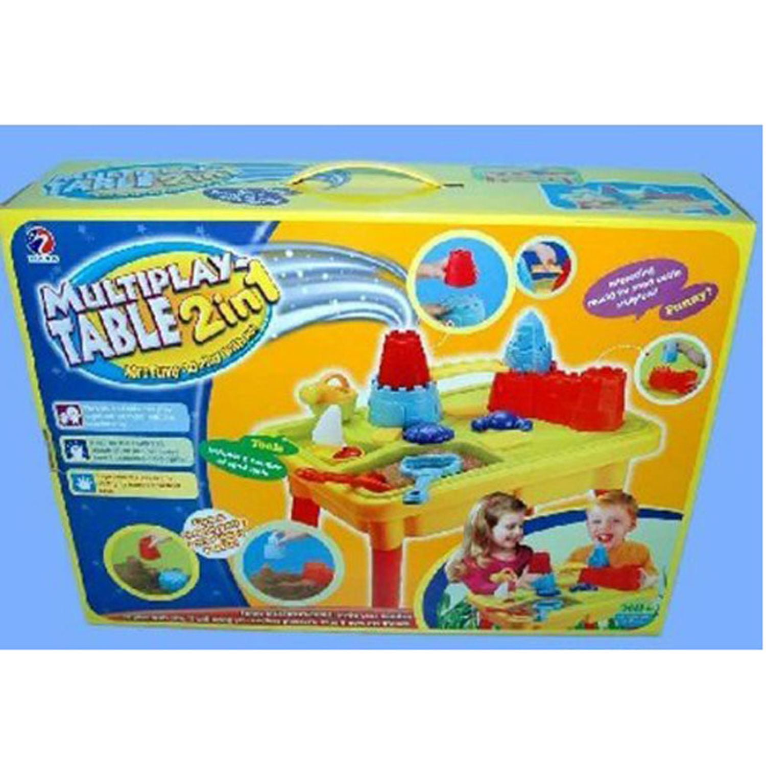 Sandbox Castle 2-in-1 Sand and Water Table with Beach Playset 23"L x 17"W x 15"H.