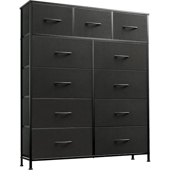 Tall Dresser for Bedroom, Fabric Dressers Storage Tower, Dresser & Chest of Drawers Organizer Unit with 11 Drawers, Storage Cabinet, Hallway, Closets, Steel Frame, Wood Top