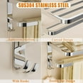 thumbnail image 3 of NICETAKU 23inch 3-Tier Towel Racks for Bathroom with Shelf, Multilayer Hotel Towel Holder with Hooks, Stainless Steel Wall-Mounted Brushed Finish Towel Bars, Silver, 3 of 4