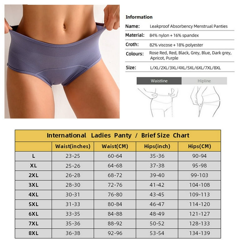 BOOMILK Period Underwear for Women Plus Size High Waist Leakproof Absorbent  Cotton Briefs Comfy Menstrual Panties,L-8XL