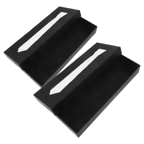 unbranded  2 Pcs Tie Travel Case for Men Gift Wrapping Boxes Man Black