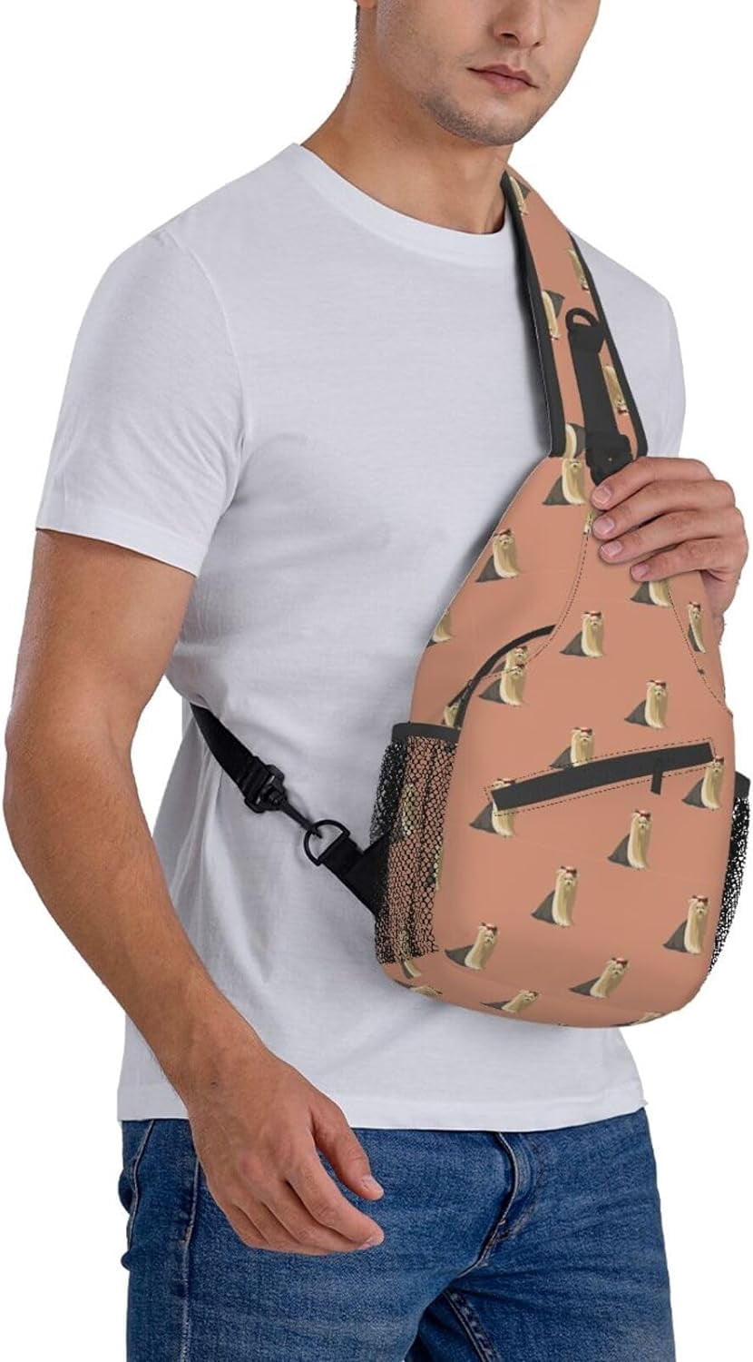 Yorkshire Terrier Animal Pattern Sling Bag Crossbody Hiking Travel Chest Bags Backpack Shoulder Daypack for Women Men