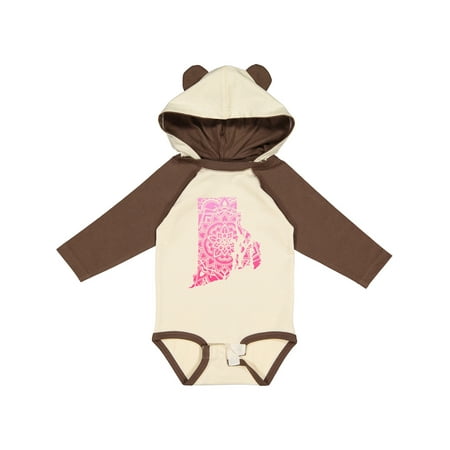 

Inktastic Rhode Island Silhouette Mandala Boys or Girls Long Sleeve Baby Bodysuit