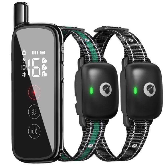 Heaflex Collier d'Entraînement pour Chien avec Télécommande - 3 Modes de Sécurité (Biping, Vibration, Choc Électrique), Portée de 2600 Pieds, Rechargeable, Récepteur Étanche, Petits à Grands Chiens (Noir) - Deux Ensembles de Colliers