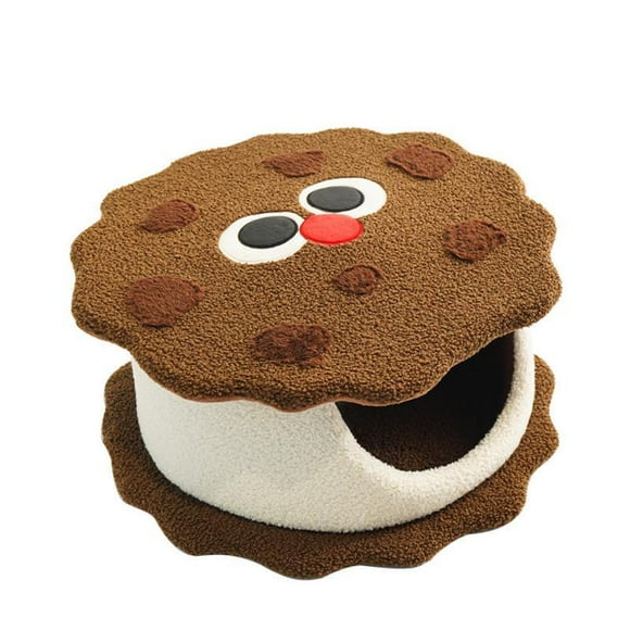 Cama para gatos con forma de galleta, caseta para gatos, caseta para animales pequeños, cueva para dormir para gatos chihuahua, conejos, hámsteres y