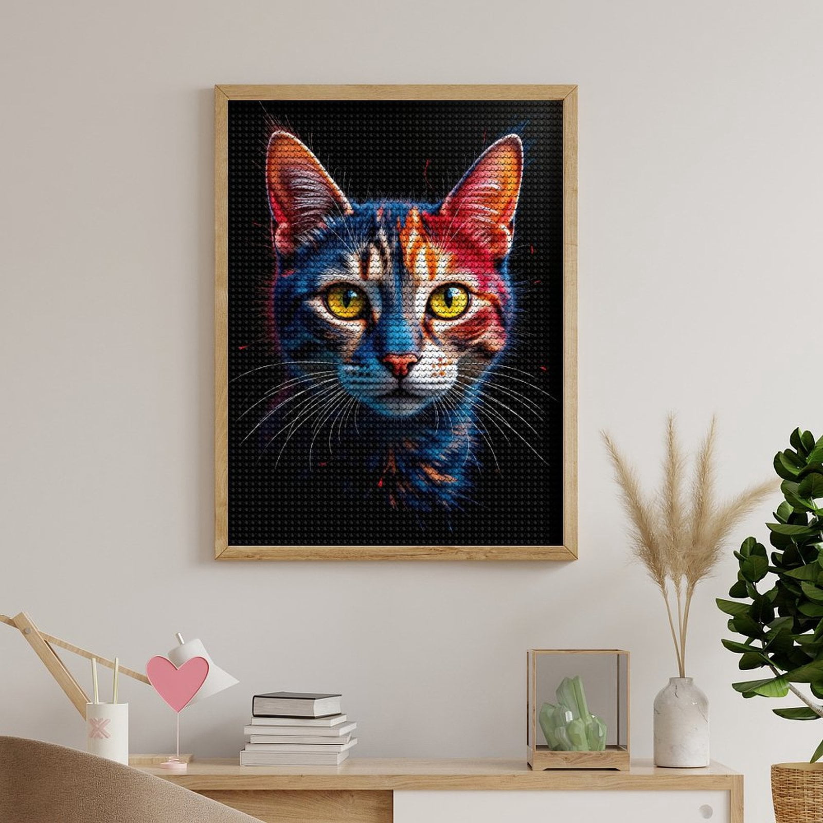 Diamond Art Kits for Adults, Animated Cat Vibrant Colors Portrait 5D Diamond Painting Kits for Adults Beginners, DIY Full Drill Diamond Painting, Gem Art and Crafts 12x16