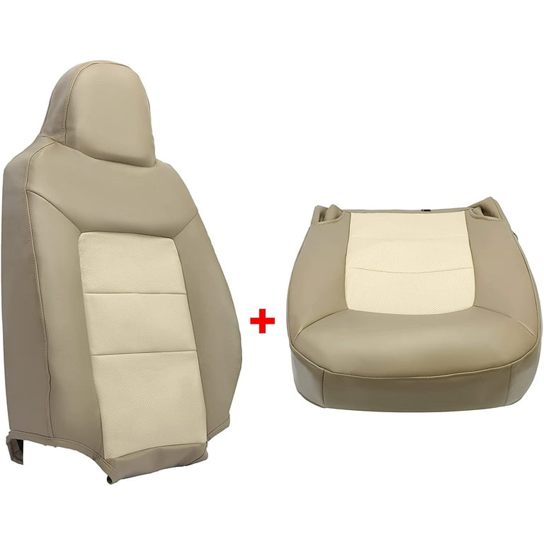 Kojem Seat Cover Synthetic Leather Compatible With 2003 2006 Ford Expedition Eddie Bauer 4x4 2wd 4 6l 5 4l Perforated Tan Passenger Top And Bottom Com - Seat Covers 2006 Ford Expedition