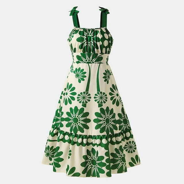 WILLBEST Vestidos de Niña para Uso Diario, Picnics y Reuniones Al Aire Libre, Estilo Bohemio para Edades de 7 A 12 Años, Cómodos y Elegantes con Cintura Elástica para Clima Cálido. 8Y