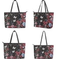 thumbnail image 3 of TSOVTHRID Rose Floral Butterfly Print Women's Handbag with Matching Wallet Tote Bag Top Handle Purse Satchel Clutch Wallet Set Hobo Shoulder Handbag for Shopping Working, 3 of 7