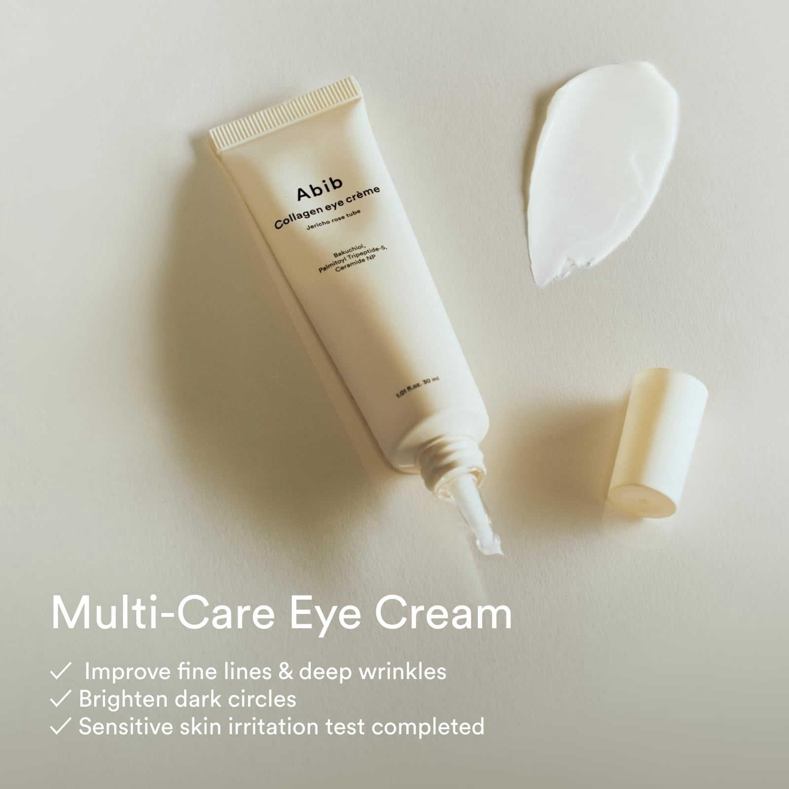 Abib Collagen Eye Cream Jericho Rose Tube for Dark Circles and Puffiness, Under Eye Fine Lines