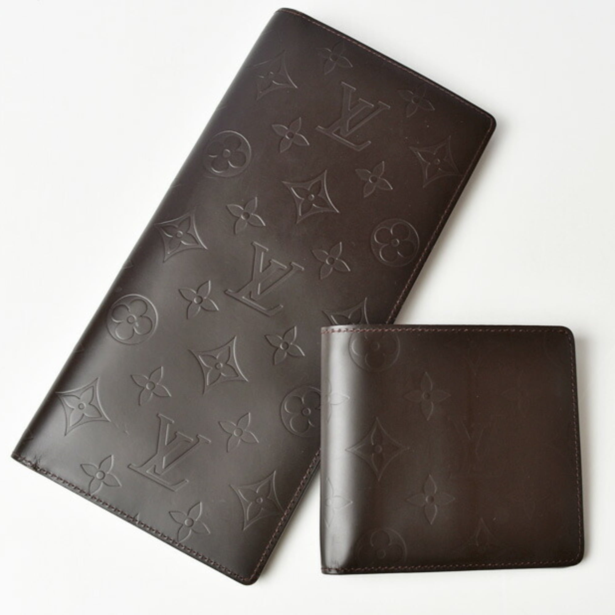 Authenticated Used Louis Vuitton Wallet Men's LOUIS VUITTON Long / Folded  Set Portofeuil Double Cafe M66480 Monogram Grasse 