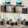 thumbnail image 2 of GIKPAL Reversible L Shaped Desk,Computer Desk with File Drawers & Power Outlet, Gaming Desk with Storage Shelves,Home Office Desk, Brown, 2 of 5