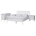 thumbnail image 1 of Baxton Studio Lucera Mid-Century White Queen Size 4-Piece Bobbin Bedroom Set, 1 of 13